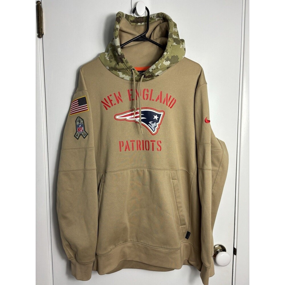 Nike New England Patriots Salute to Service Tan Camo Hoodie NFL Men’s Size XL